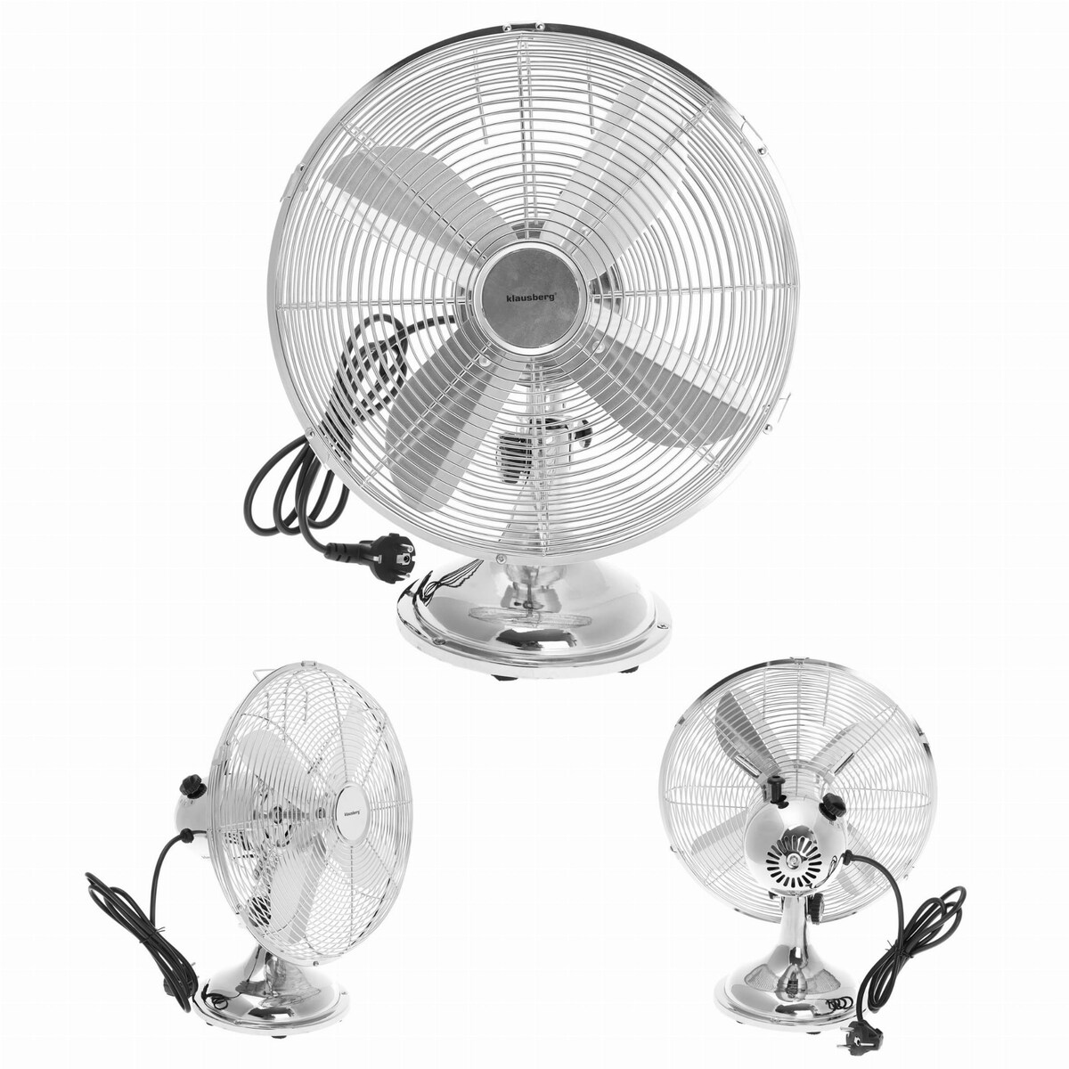 Wentylator biurkowy wiatrak stojący srebrny 30cm 40W KLAUSBERG