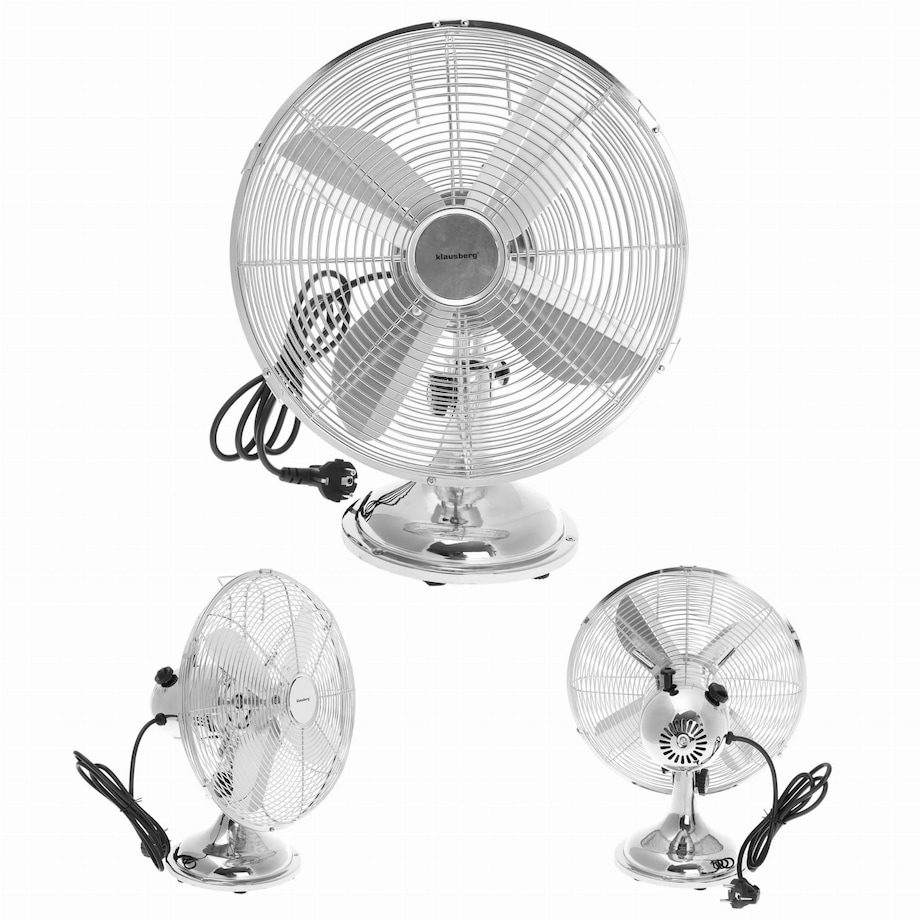 Wentylator biurkowy wiatrak stojący srebrny 30cm 40W KLAUSBERG