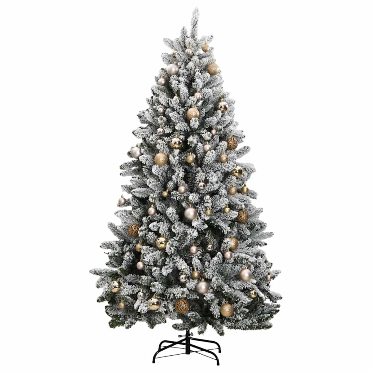 vidaXL Sztuczna choinka na zawiasach, 300 lampek LED i bombki, 210 cm