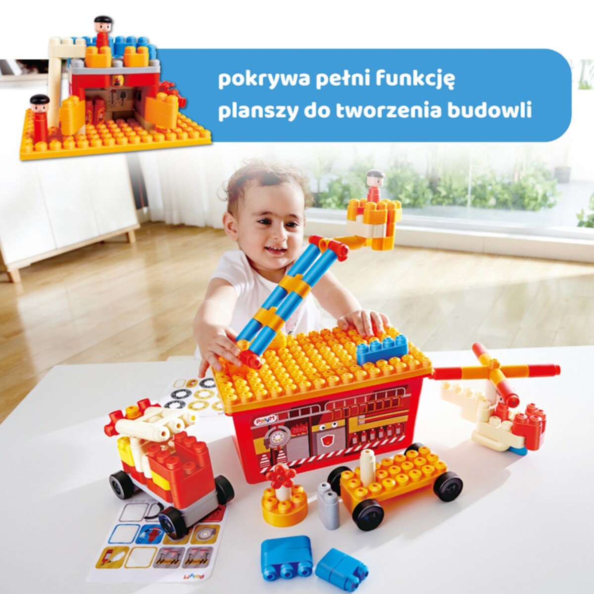 Miękkie Klocki Konstrukcyjne w Aucie Straż Pożarna 106 el. 18m+ PolyM