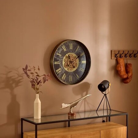Zegar ścienny z mapą świata, czarno-złoty, Mervin, 60 cm