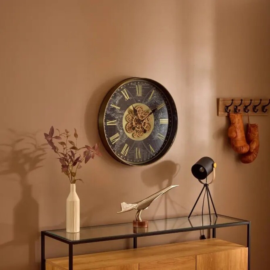 Zegar ścienny z mapą świata, czarno-złoty, Mervin, 60 cm