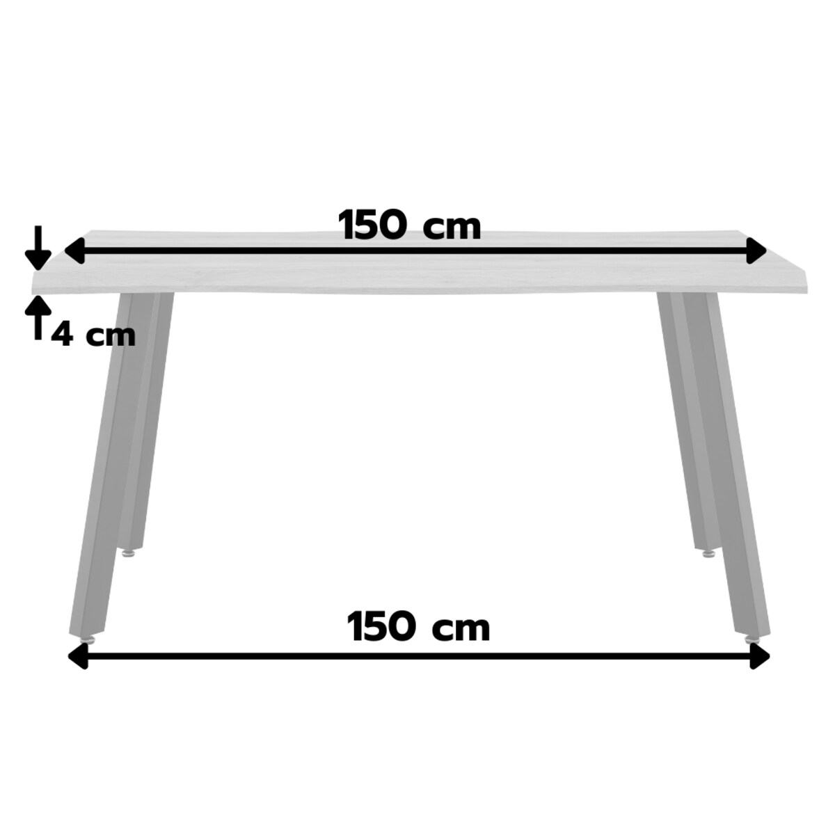 Stół prostokątny z falowaną krawędzią loft 150x90 Gustavo, jasne drewno, czarne metalowe nogi