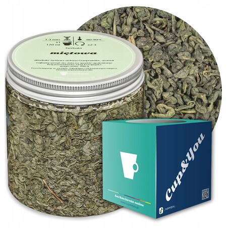Herbata zielona sypana MIĘTOWA o silnie miętowym smaku PREMIUM Cup&You - herbata liściasta sypana mieszanka napar susz - gotowa na prezent upominek