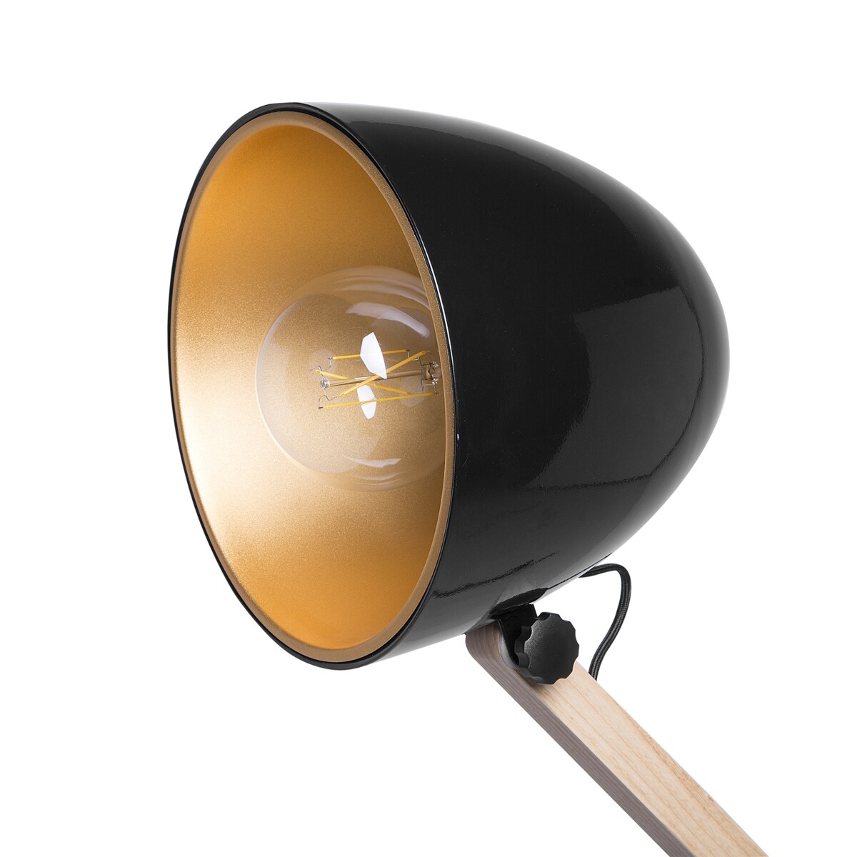 Lampa podłogowa HETTON Regulowana Drewno dębowe Czarny