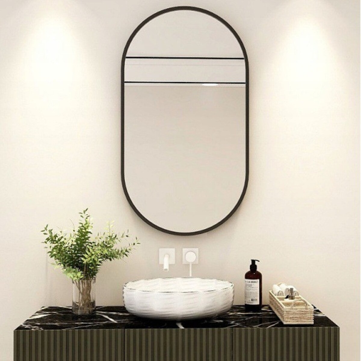 Duże lustro owalne industrialne łazienkowe salon sypialnia czarne 100x50 cm