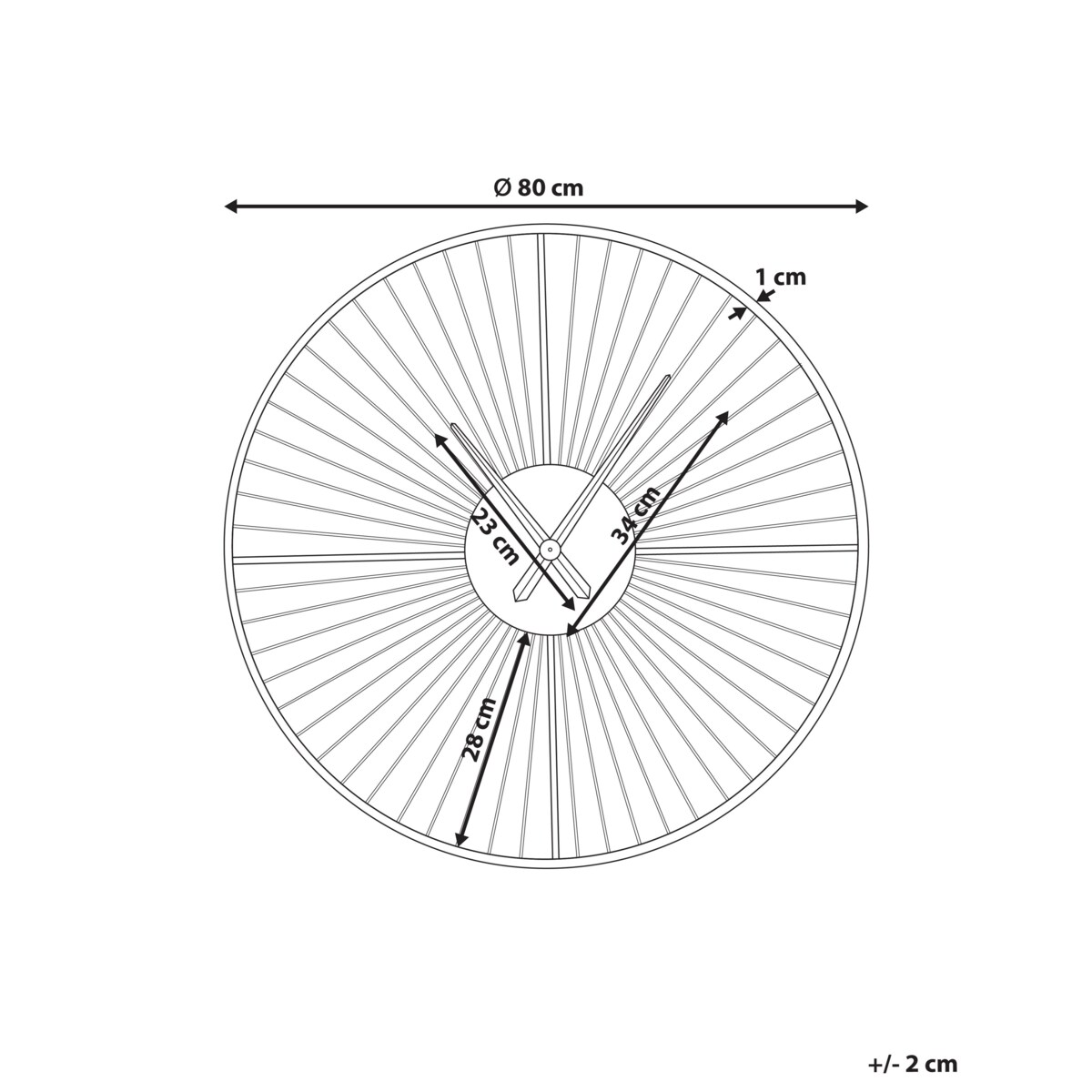 Zegar ścienny SAZAIS 80 cm Metal Czarny