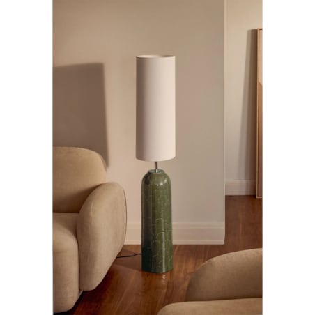 Lampa podłogowa z ceramiki i lnu Canela wojskowa zieleń