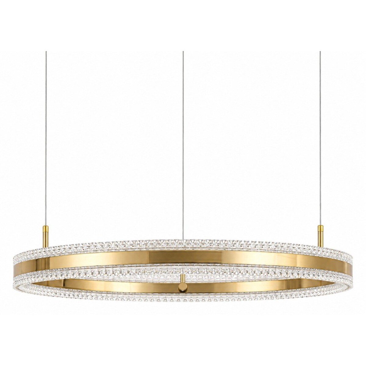 Lampa wisząca ARKADIA LED 80 cm - złoty połysk z kryształowym pierścieniem