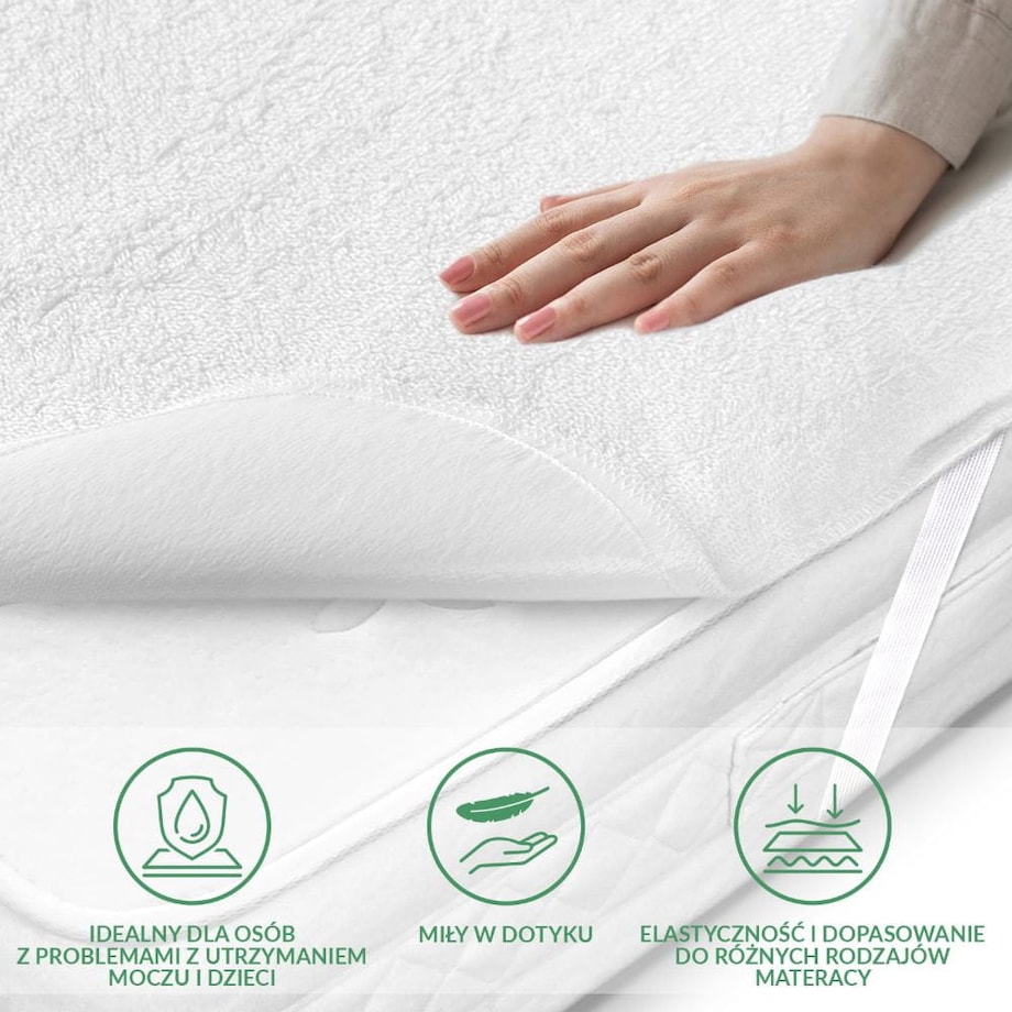 Ochraniacz na materac wodoodporny, rozmiar 100x200 Robson kolor biały