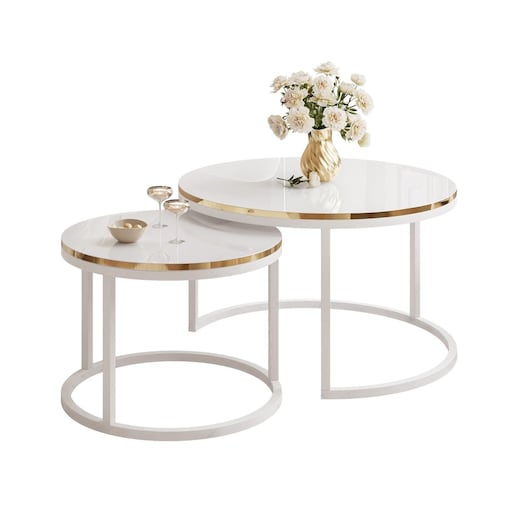 Stolik kawowy 2w1 SOLEIL biały połysk