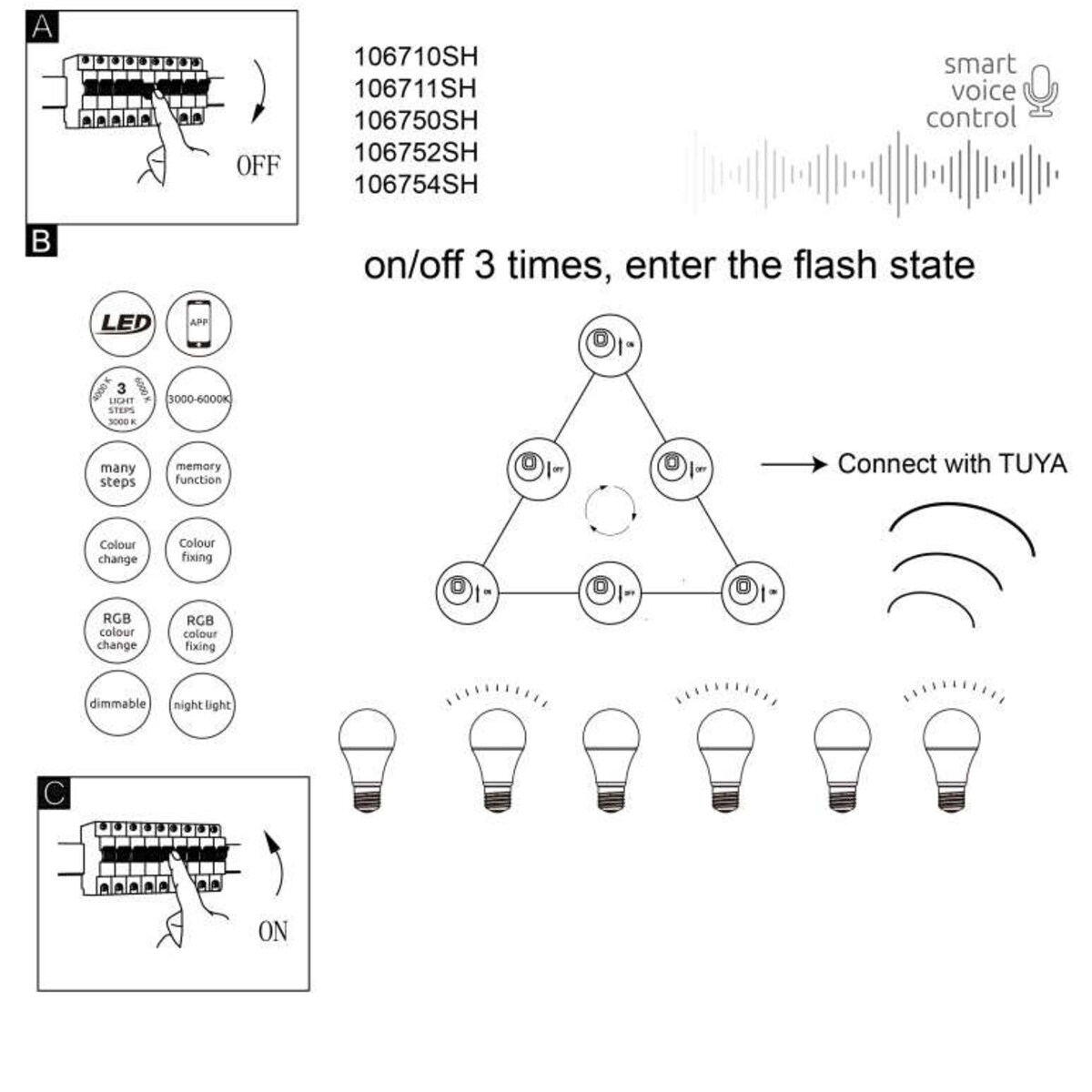 Płomykowa żarówka 106754SH E14 B37 LED RGBW 5W 3000-6000K