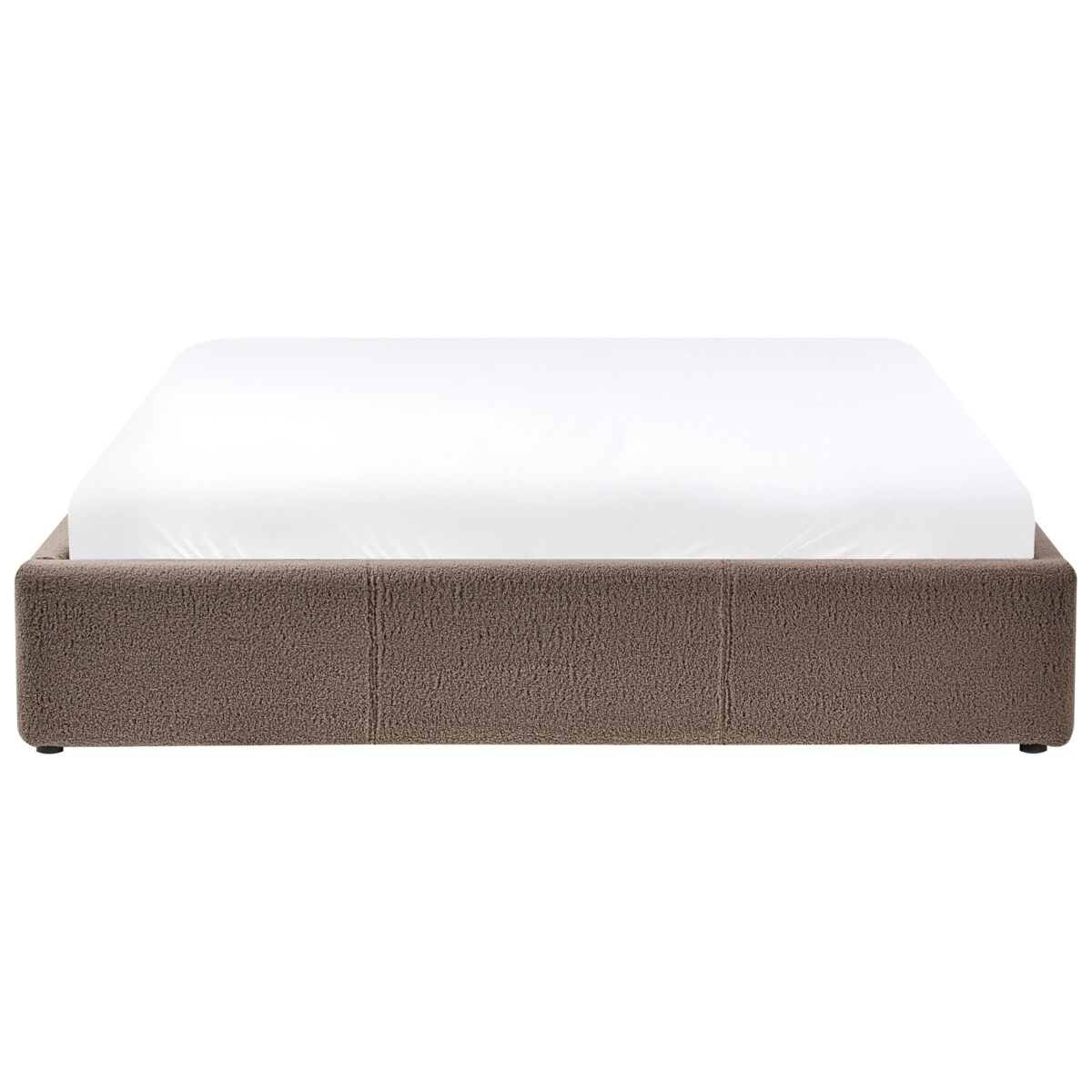 Łóżko z pojemnikiem bez zagłówka Boucle DINAN 160 x 200 cm Beżowoszary