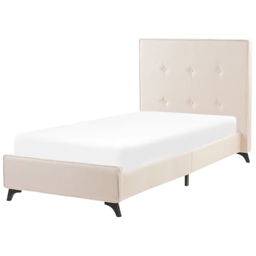 Łóżko tapicerowane 90 x 200 cm beżowe AMBASSADOR