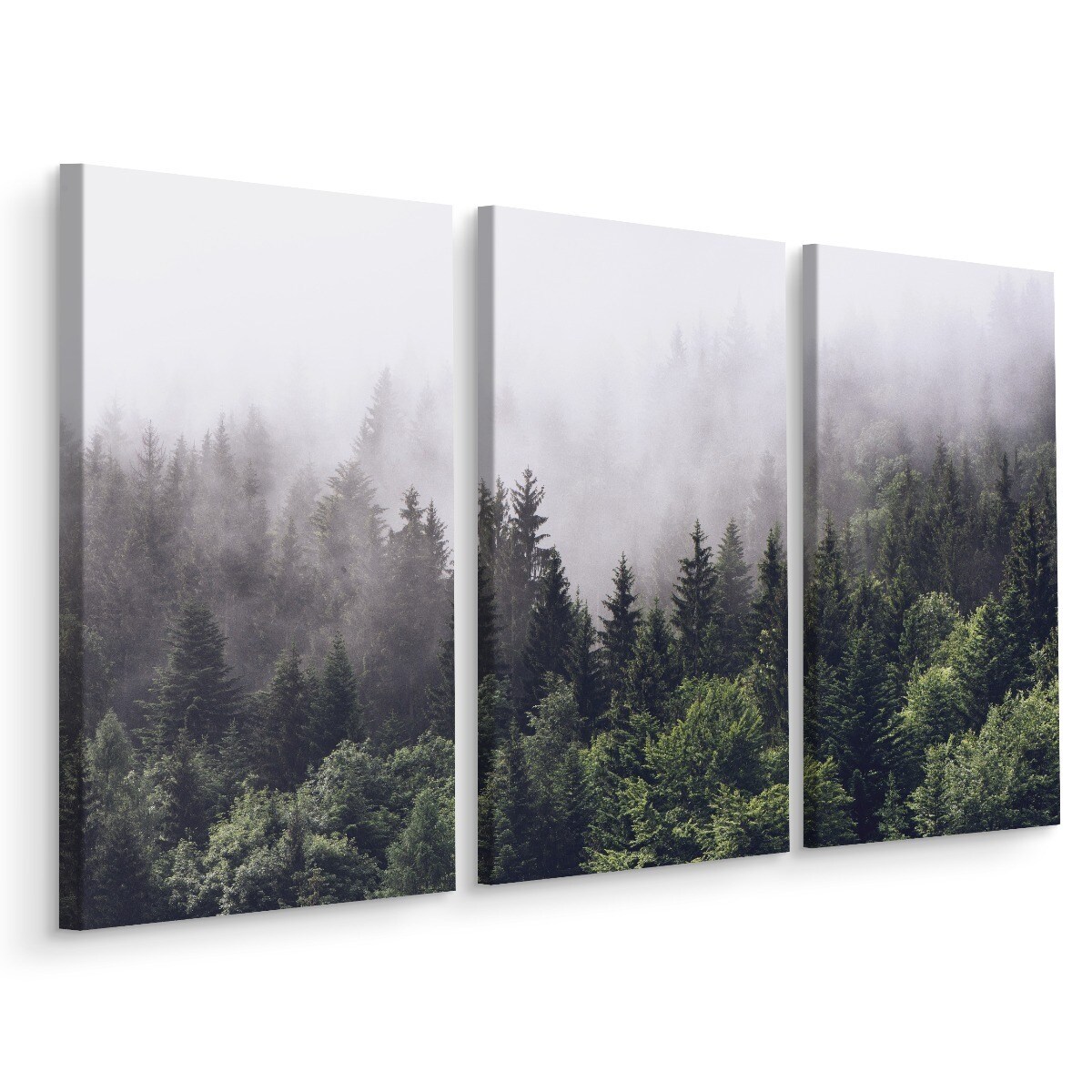 Obraz LAS WE MGLE Natura Tryptyk 3D 120x80cm