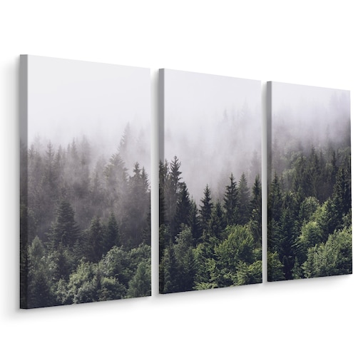 Obraz LAS WE MGLE Natura Tryptyk 3D 120x80cm
