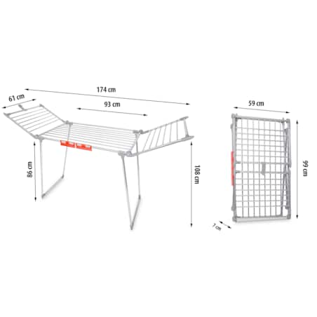 Suszarka na pranie ze stali nierdzewnej stojąca 19m Massido Debora