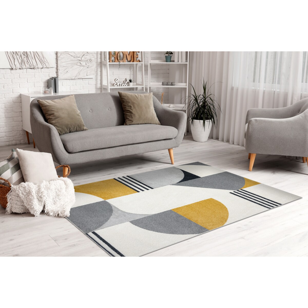 Dywan FUSION 1327 biały / ciemny szary / 280x370 cm