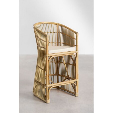 Krzesło barowe rattanowe z poduszką Isabel