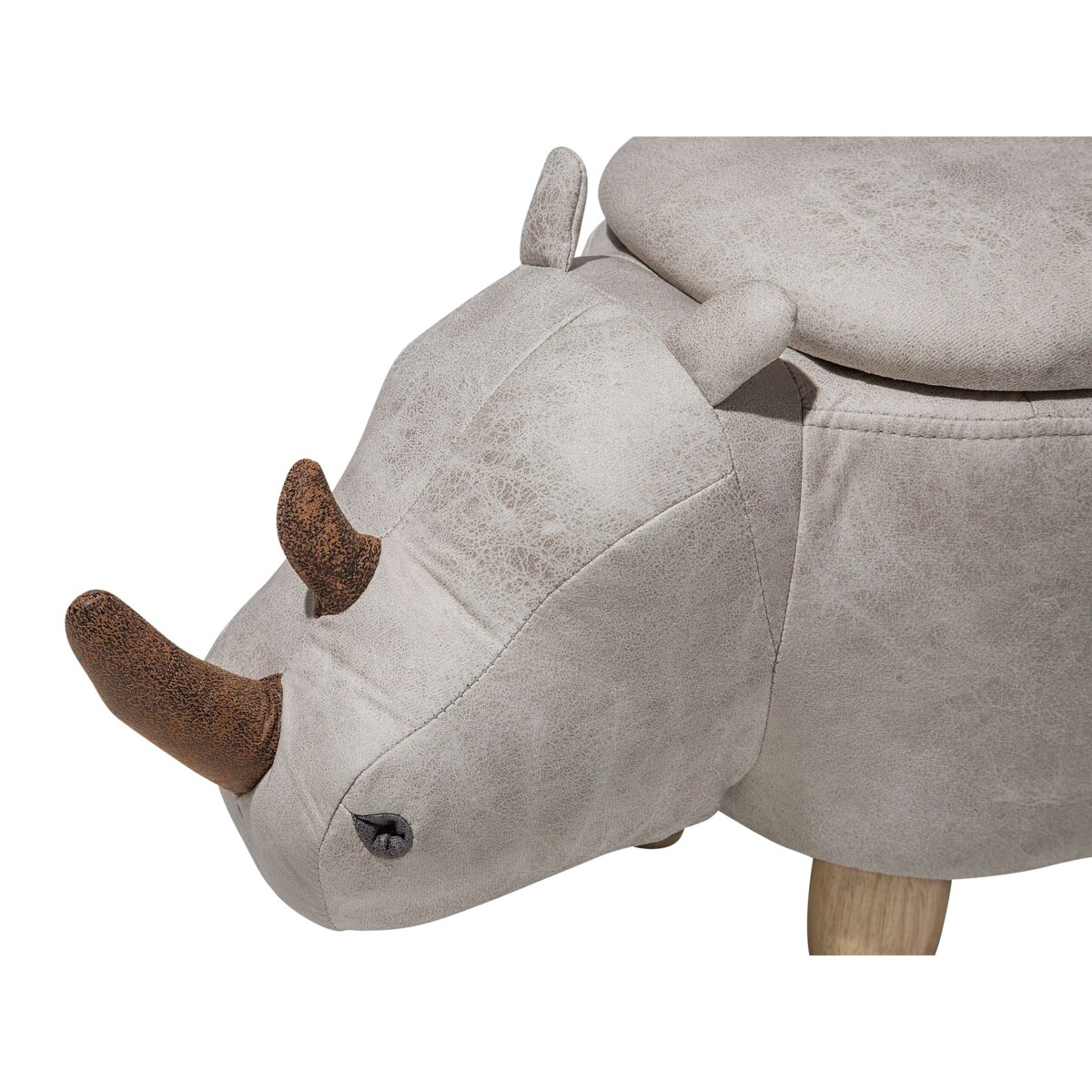 Pufa zwierzak ze schowkiem ekoskóra jasnoszara RHINO