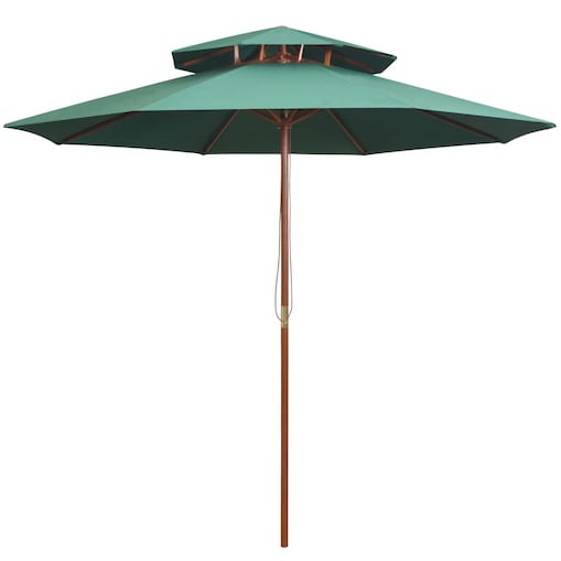 vidaXL Parasol z podwójnym daszkiem, 270x270 cm drewno, zielony