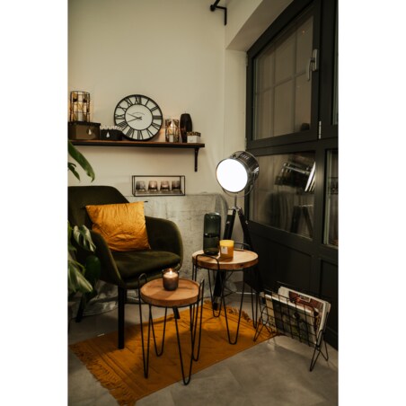 Stoliki kawowe z drewna tekowego, 2 sztuki, metalowy stelaż