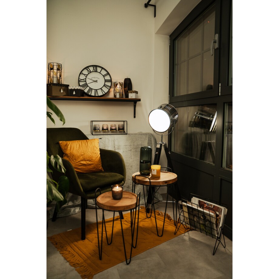 Stoliki kawowe z drewna tekowego, 2 sztuki, metalowy stelaż