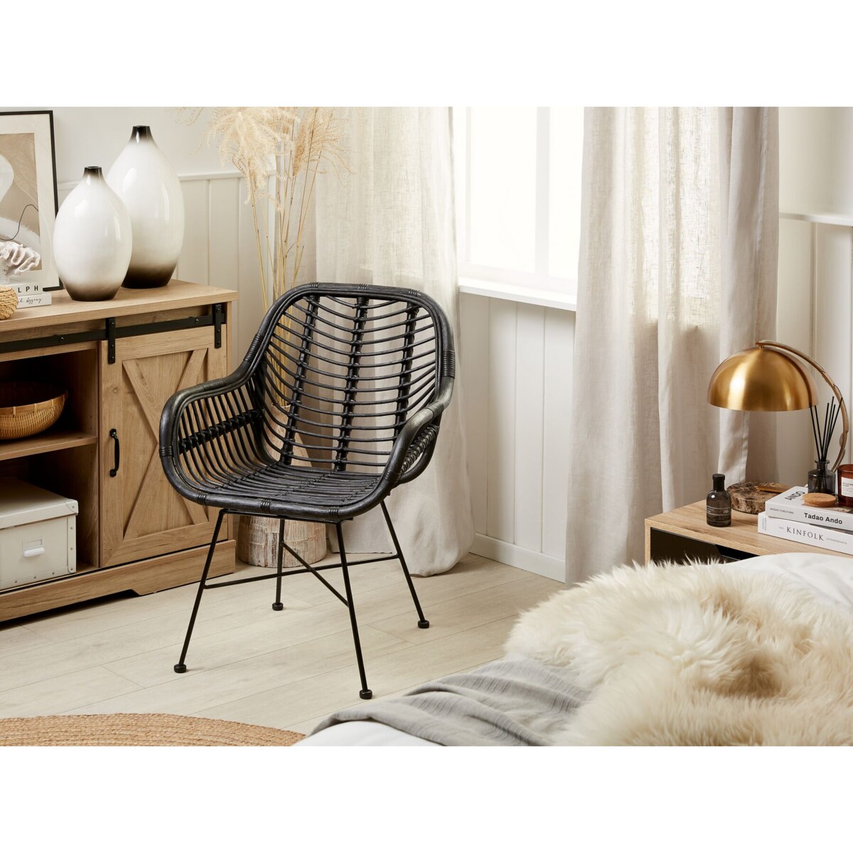 Krzesło rattanowe czarne CANORA