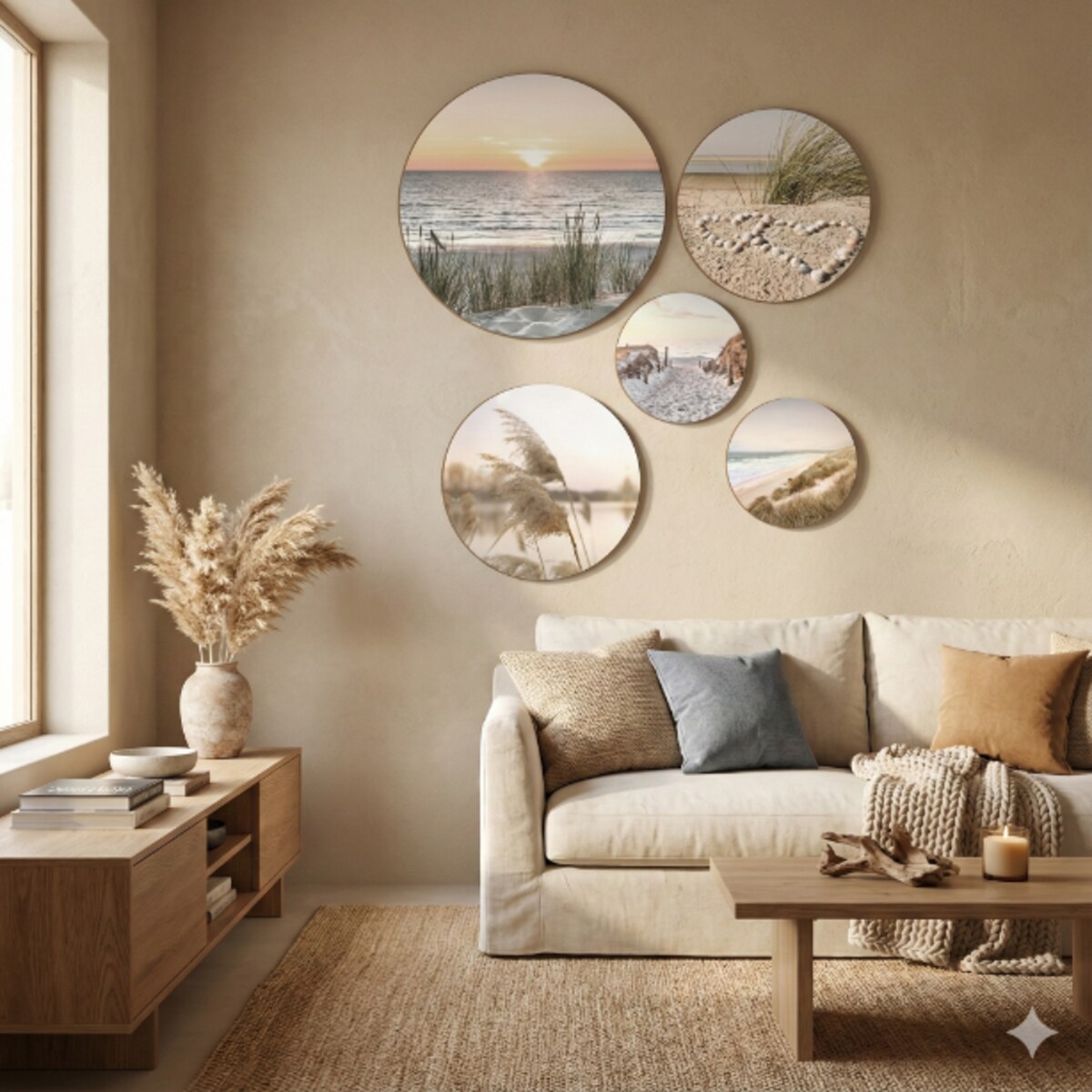 Obrazy ścienne Beżowa dekoracja do sypialni pokoju salonu Zestaw 5 sztuk