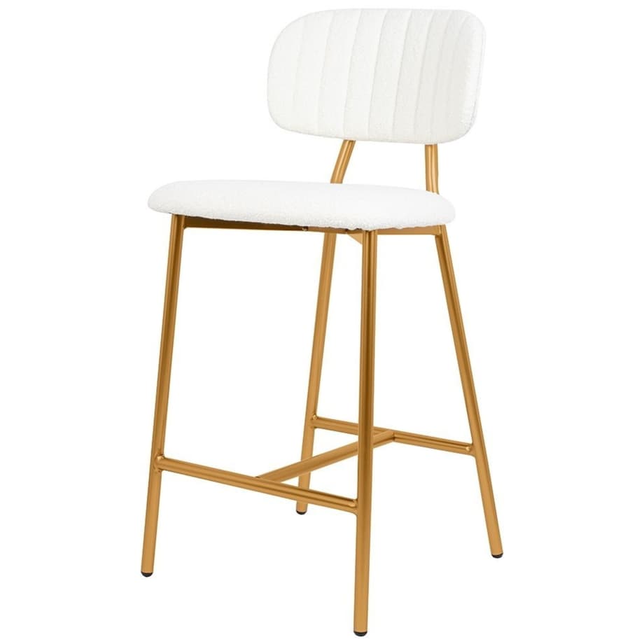 Komfortowe krzesło FABIOLA BOUCLEK H1201100125 białe złote, King Home