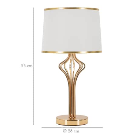 Lampa stołowa Slimmy, kolor biały i złoty, żelazo i tworzywo sztuczne, 28 x 28 x 53 cm, 1 x E27, max. 40 W, do salonu i sypialni, Mauro Ferretti