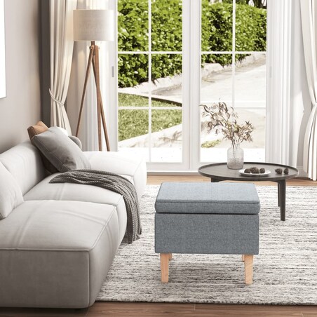 vidaXL Podnóżek z drewnianymi nóżkami, jasnoszary, obity tkaniną