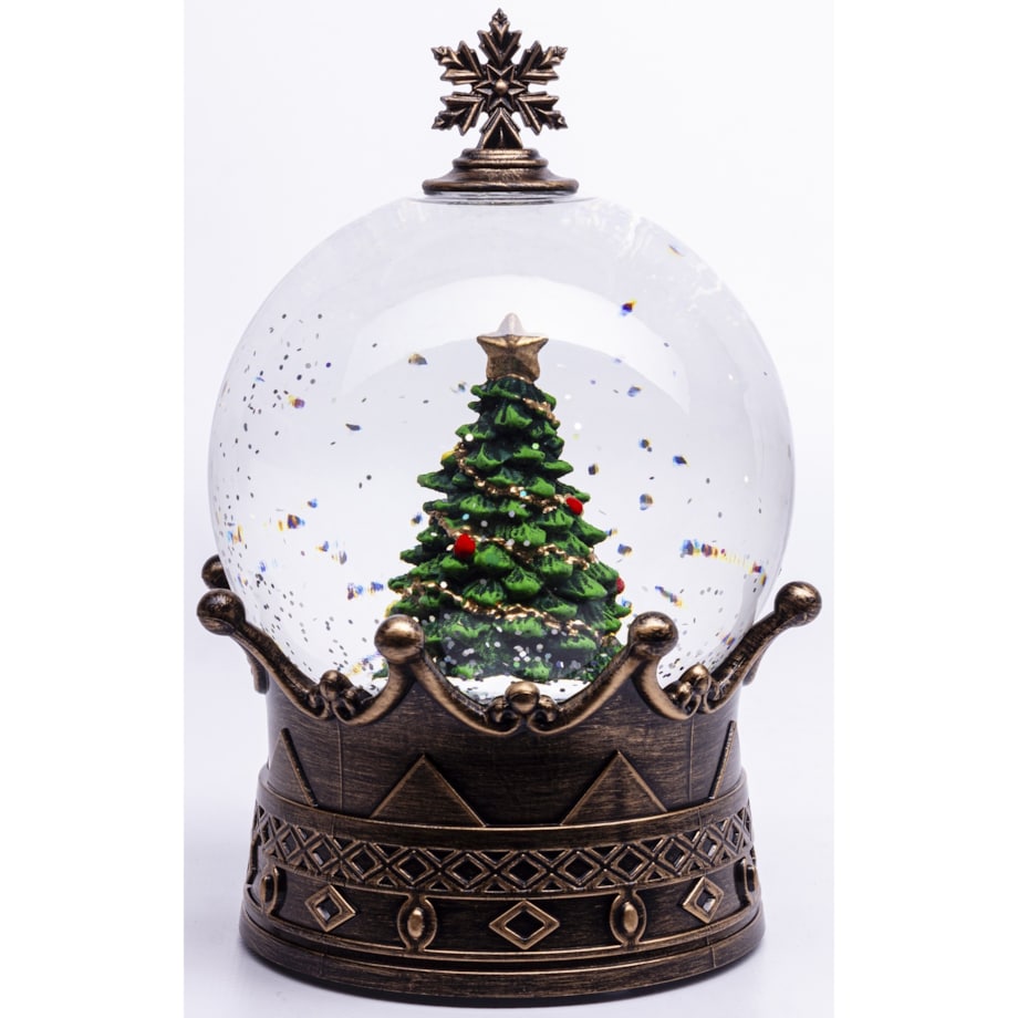 Szklana kula śnieżna z pozytywką 19x12x12 cm LED NATALE