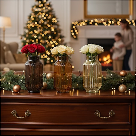 Wazon Szklany Wysoki Cylinder Dekoracyjny Na Kwiaty Ozdobny 23,5 cm