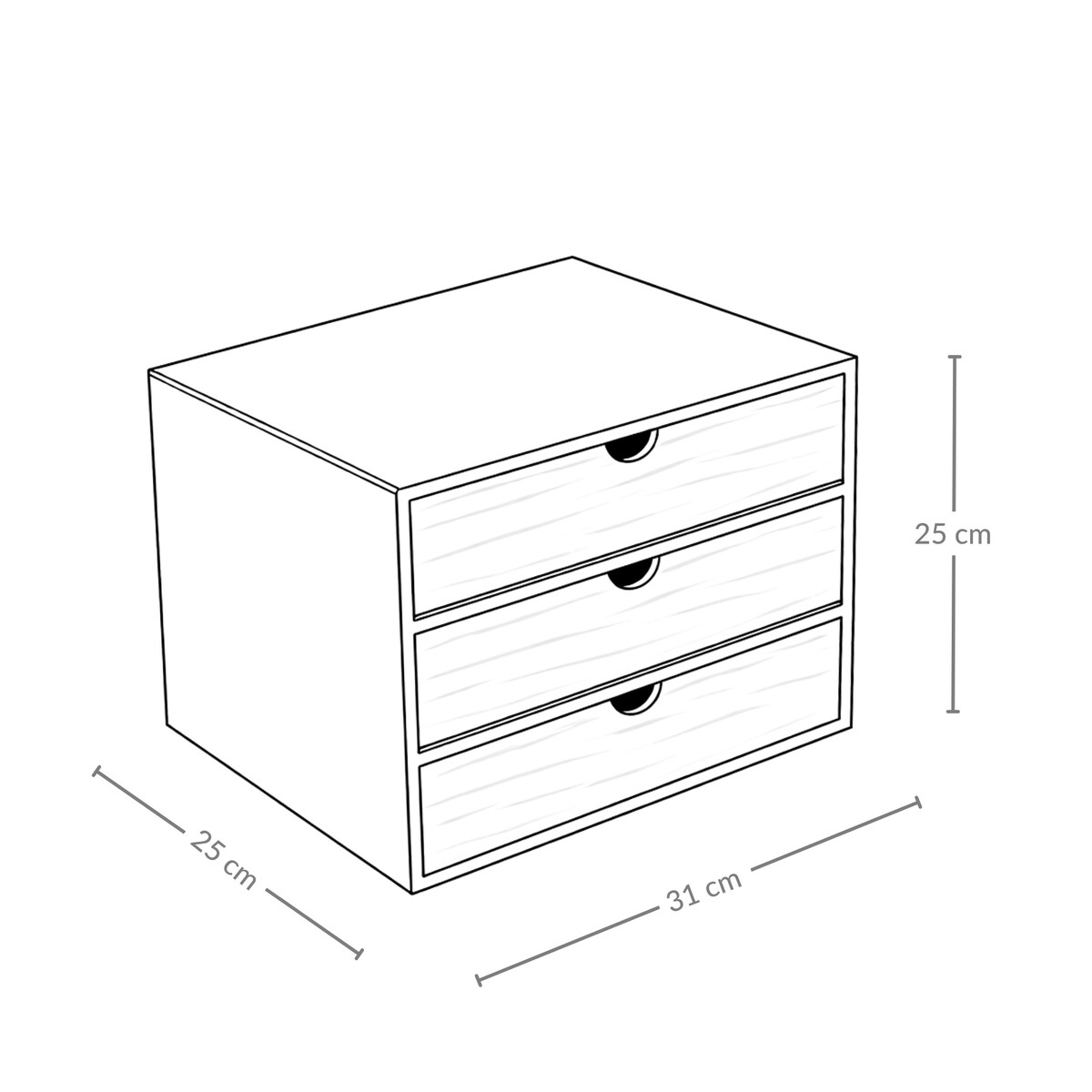 Bambusowy organizer biurowy z szufladkami HEGO, 25 cm