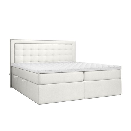 Łóżko kontynentalne EVERLIE 160x200 z pojemnikiem, Kremowy, tkanina Megan 351