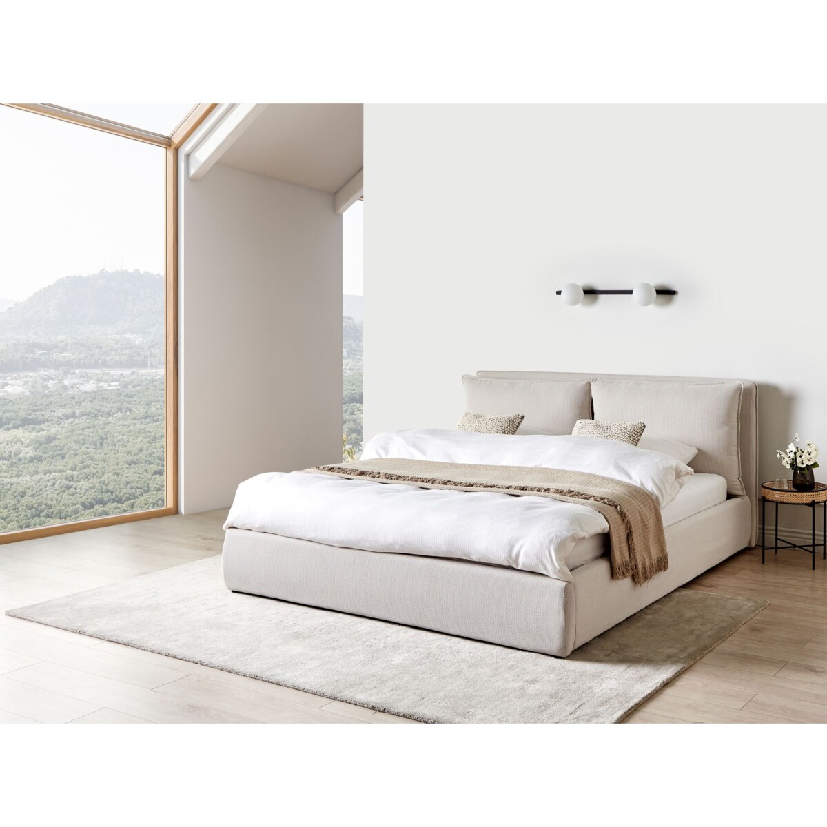 Łóżko z pojemnikiem BAJONNA 180 x 200 cm Beżowy