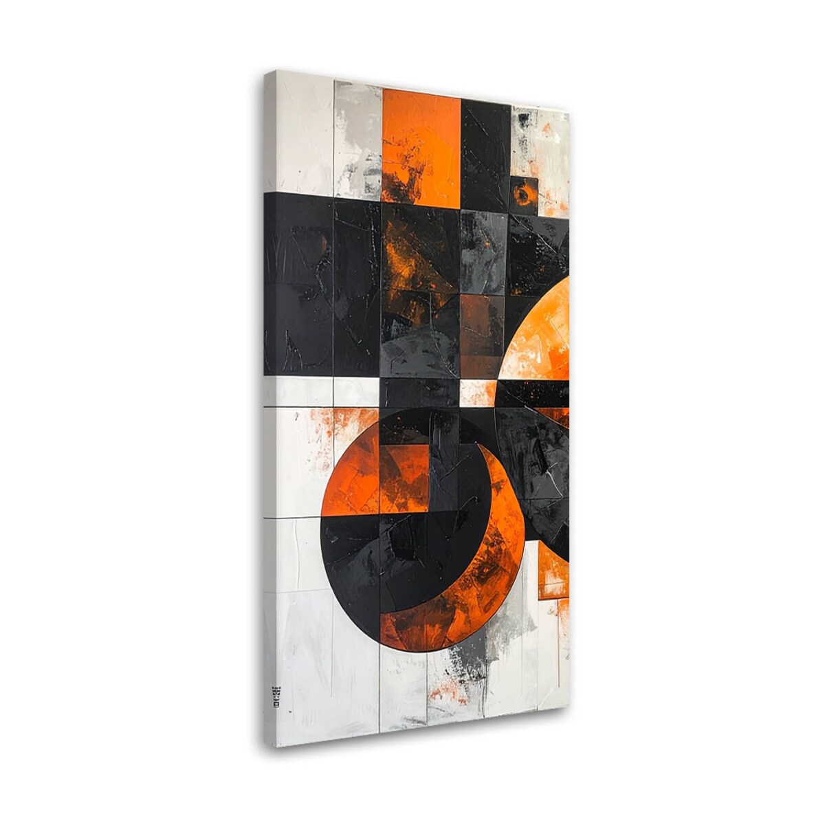 Obraz do salonu pokoju biura, Abstrakcja geometryczna czarno pomarańczowy