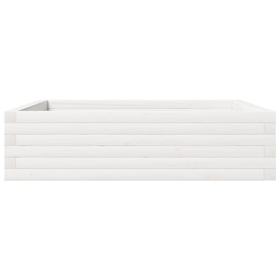vidaXL Donica ogrodowa, biała, 90x90x23 cm, lite drewno sosnowe