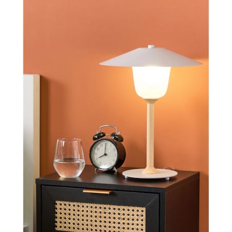 Lampa stołowa drewniana biała MOPPY