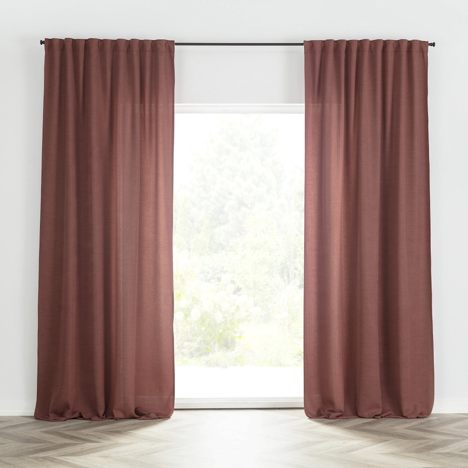 Zasłona BASIC na taśmie marszczącej 140x280cm wrzosowy brąz 1 szt. 140x280 brązowy