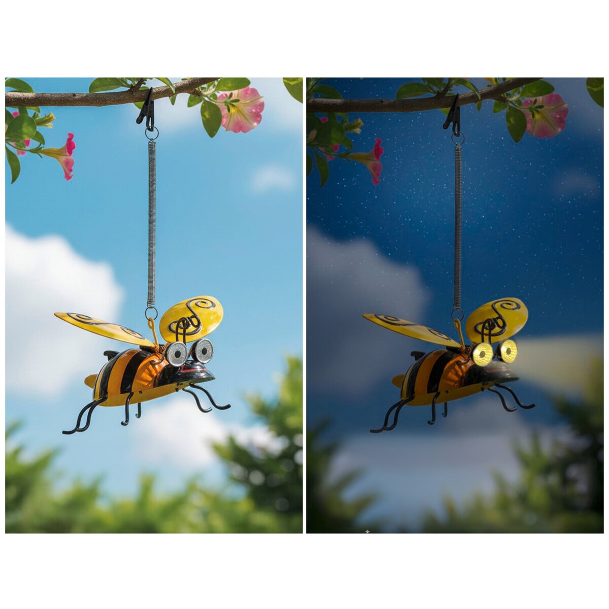 Lampa solarna, pszczółka ze świecącymi oczami LED, 14 x 9,5 cm