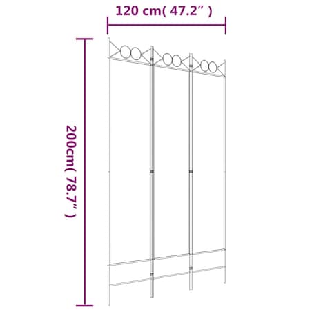vidaXL Parawan 3-panelowy, biały, 120x200 cm, tkanina