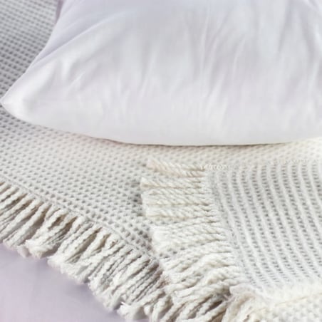 Koc Narzuta Pled miękki na Łóżko Wafel Bawełniany Naturalny 150 x 200 Ciepły