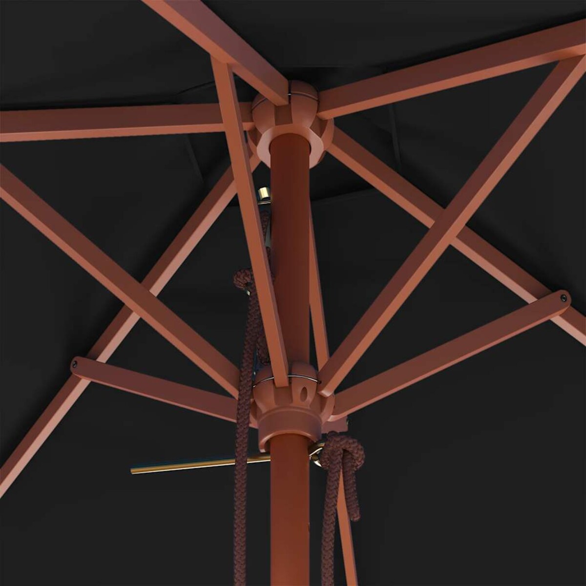 vidaXL Parasol ogrodowy na drewnianym słupku, czarny, 150x200 cm