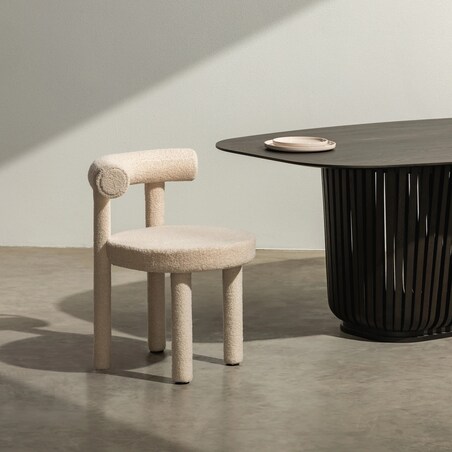 Krzesło do jadalni beżowe/tapicerowane nogi 75x61x58 cm PEDRITA - II, 2 szt.