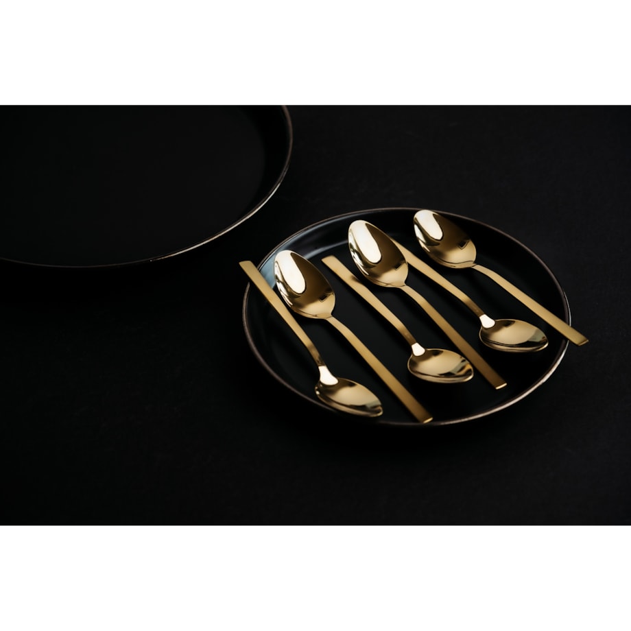 Komplet 6 widelczyków do ciasta Piano gold w pudełku 29514