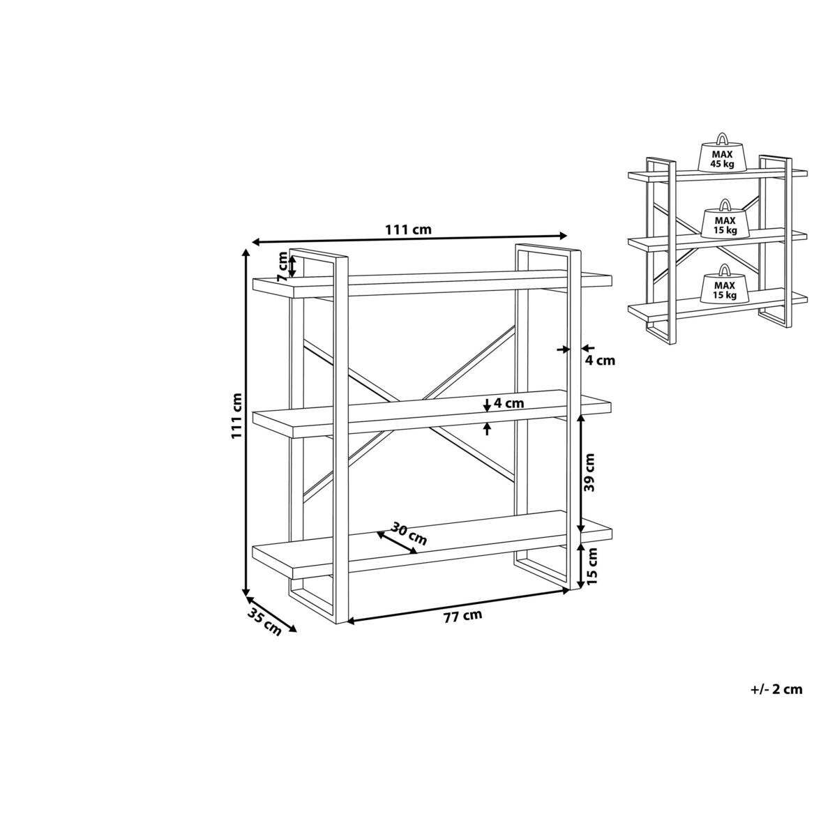 Regał 3 półki jasne drewno TIMBER