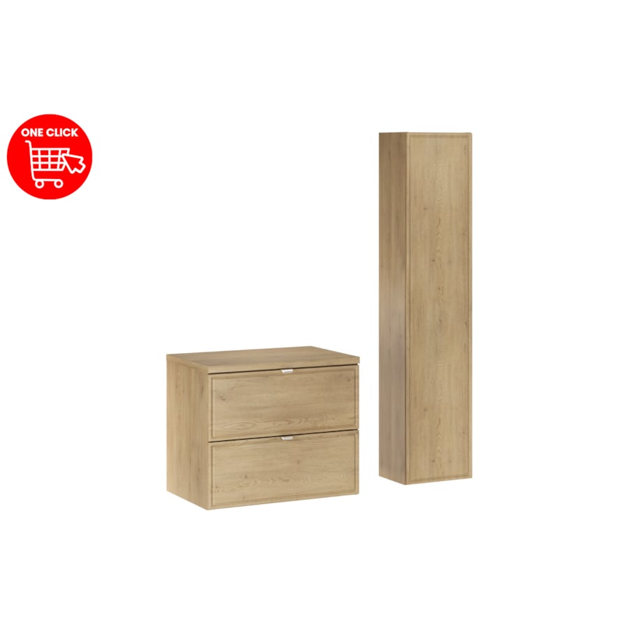 Elias Wood 60 cm szafka pod umywalkę i wysoka szafka