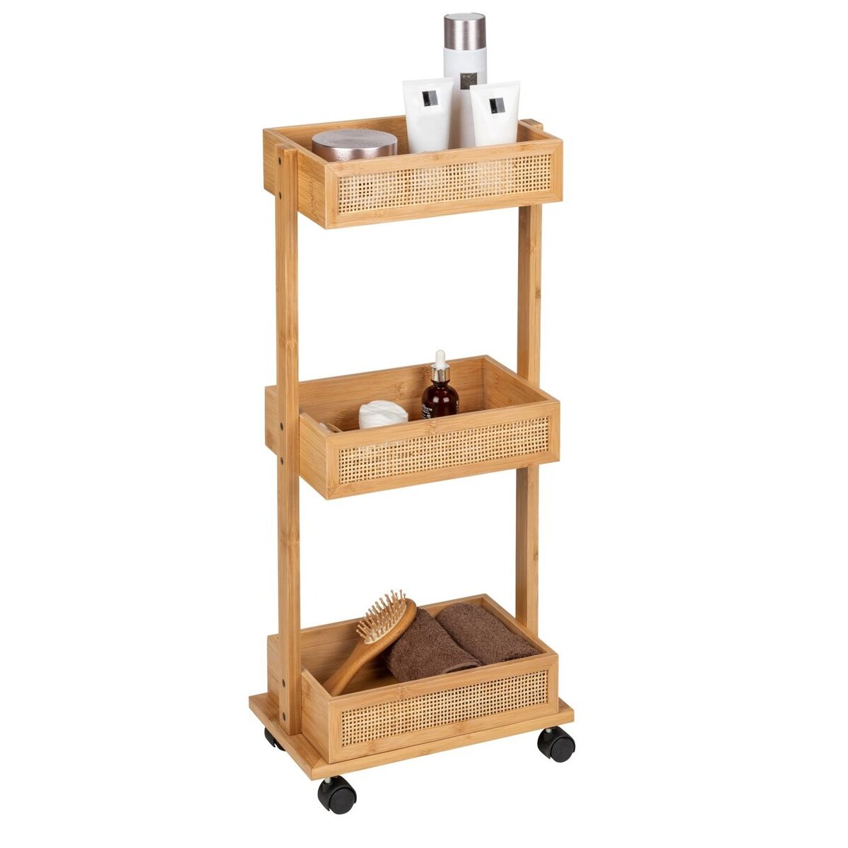 Regał łazienkowy ALLEGRE BAMBOO, mobilny, 3 półki, WENKO